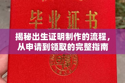 高港揭秘出生证明制作的流程，从申请到领取的完整指南